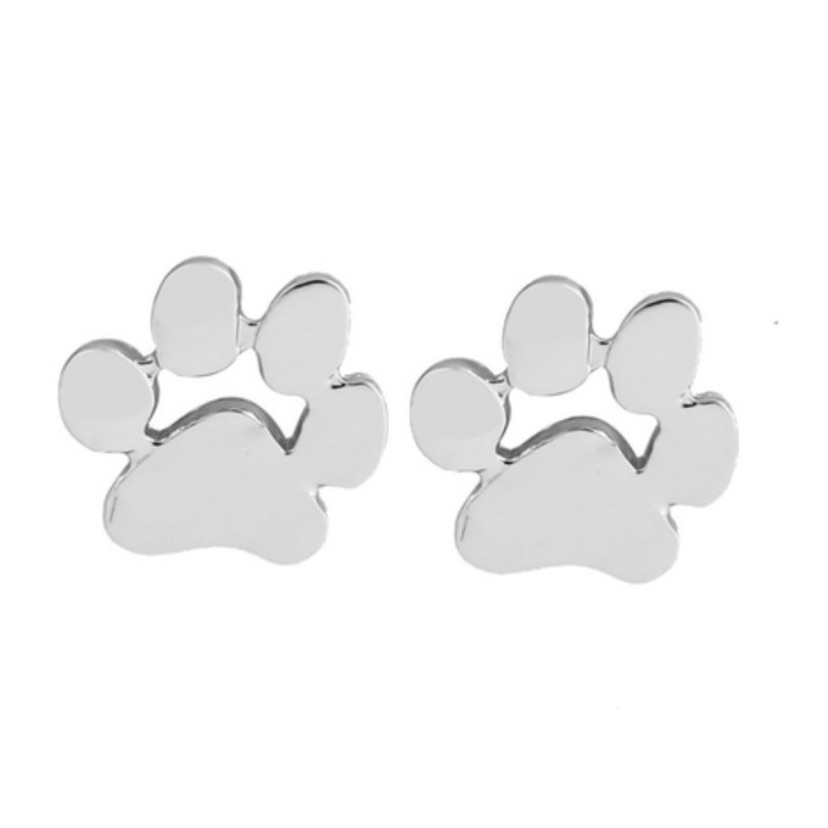 Paw Print Silver Stud Earrings